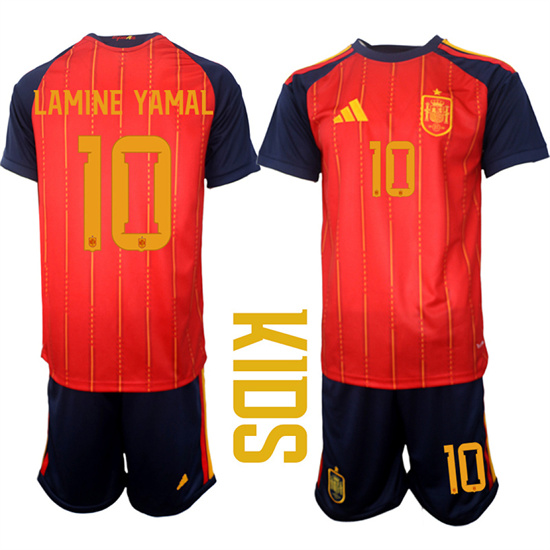 Youth Spain #10 LAMINE YAMAL National Team FIFA x World Cup 2026 Home Red On Field Kids Jerseys
