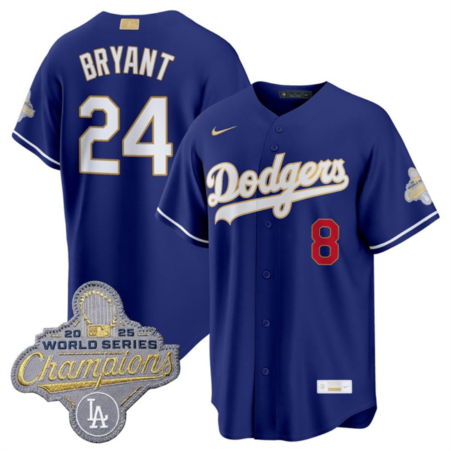 Men's Los Angeles Dodgers #24 Kobe Bryant Royal 2026 Alternate Gold Collection Stadium Stitched Baseball Jersey