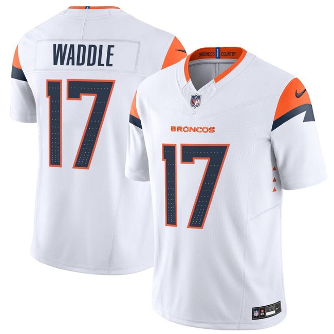 Men's Denver Broncos #17 Jaylen Waddle White 2026 F.U.S.E. Vapor Limited Stitched Football Jersey