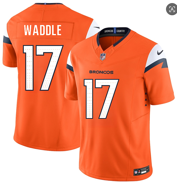 Men's Denver Broncos #17 Jaylen Waddle Orange 2026 F.U.S.E. Vapor Limited Stitched Football Jersey