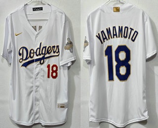 Men's Los Angeles Dodgers #18 Yoshinobu Yamamoto White 2026 Gold Collection Limited Jersey