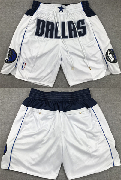 Mens Dallas Mavericks White Shorts (Run Small)