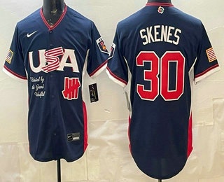 Men's USA Undefeated #30 Paul Skenes Navy 2026 World Baseball Classic Cool Base Jersey