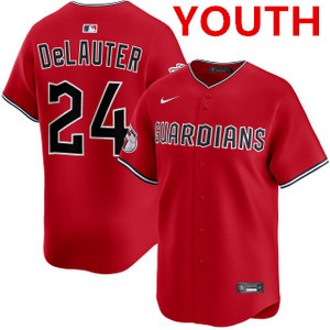 Youth cleveland guardians #24 chase delauter red cool base stitched baseball jersey