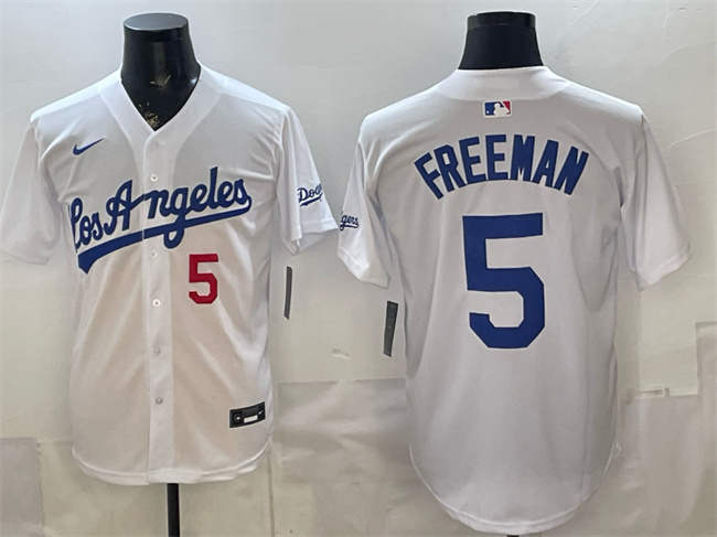 Men's Los Angeles Dodgers #5 Freddie Freeman White Alternate Stadium Stitched Baseball Jersey