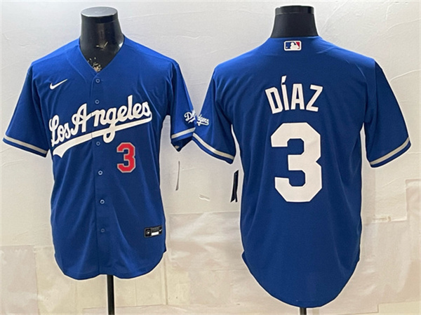 Men's Los Angeles Dodgers #3 Edwin Díaz Royal Alternate Stadium Stitched Baseball Jersey