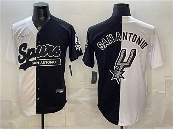 Men's San Antonio Spurs Team Big Logo White Black Stitched Jersey
