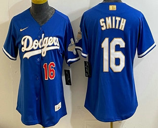 Women's Los Angeles Dodgers #16 Will Smith Blue 2026 Gold Collection Stadium Jersey
