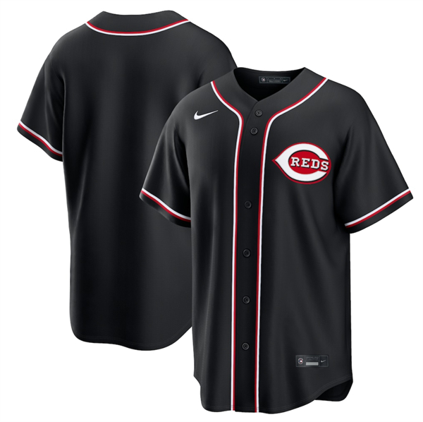 Men's Cincinnati Reds Blank Black Out Stitched Baseball Jersey