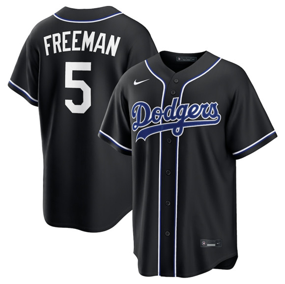 Men's Los Angeles Dodgers #5 Freddie Freeman 2026 Black Out Stitched Baseball Jersey