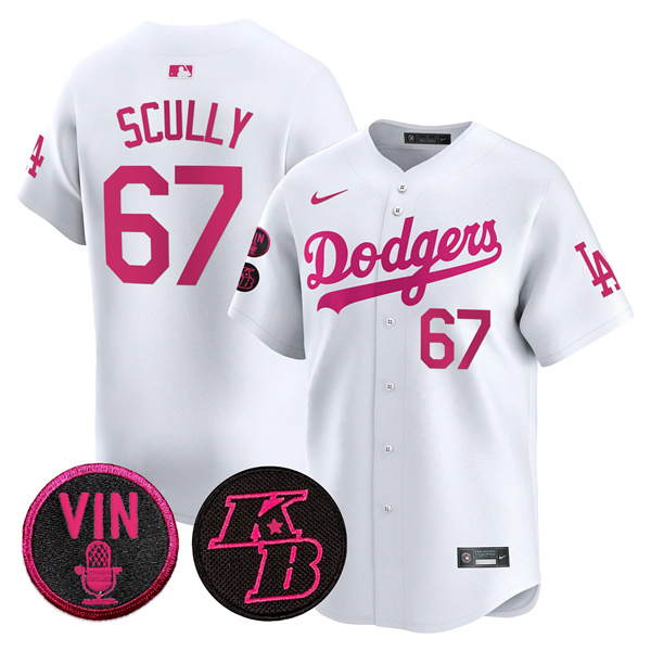 Men's Los Angeles Dodgers #67 Vin Scully White 2026 Mother’s Day Vapor Premier Limited Stitched Baseball Jersey