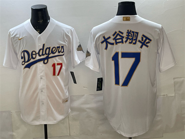 Men's Los Angeles Dodgers #17 大谷翔平 White 2026 Gold Collection Stadium Stitched Baseball Jersey
