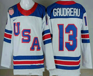 Men's USA #13 Johnny Gaudreau White 2026 olympics authentic jersey