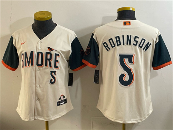 Youth Baltimore Orioles #5 Brooks Robinson Natural 2026 City Connect Stadium Stitched Baseball Jersey