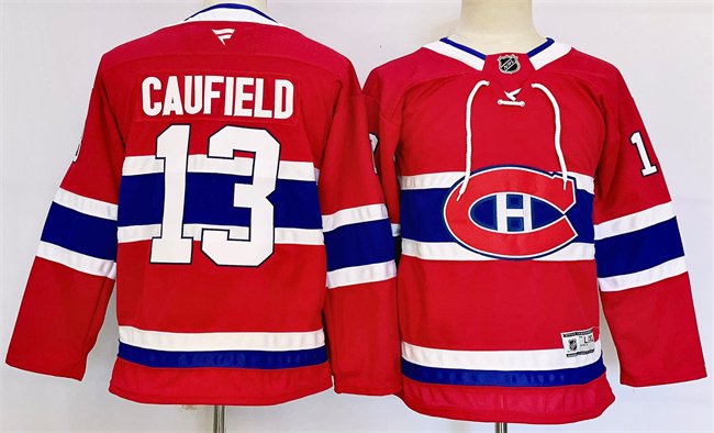 Women's Montreal Canadiens #13 Cole Caufield Red 2024-25 Stitched Jersey