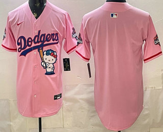 Men's Los Angeles Dodgers Blank Pink Hello Kitty 2025 World Series Champions Limited Jersey