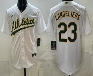 Men's Oakland Athletics #23 Shea Langeliers White Stitched Jersey