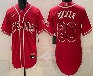 Men's Texas Rangers #80 Kumar Rocker Red 2026 City Connect Stadium Jersey
