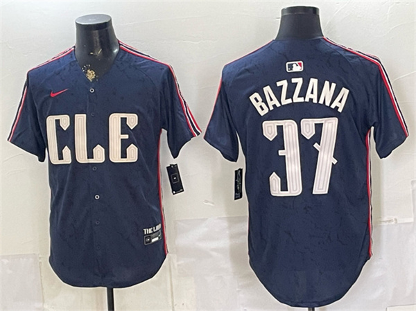 Men's Cleveland Guardians #37 Travis Bazzana Navy 2024 City Connect Limited Stitched Baseball Jersey