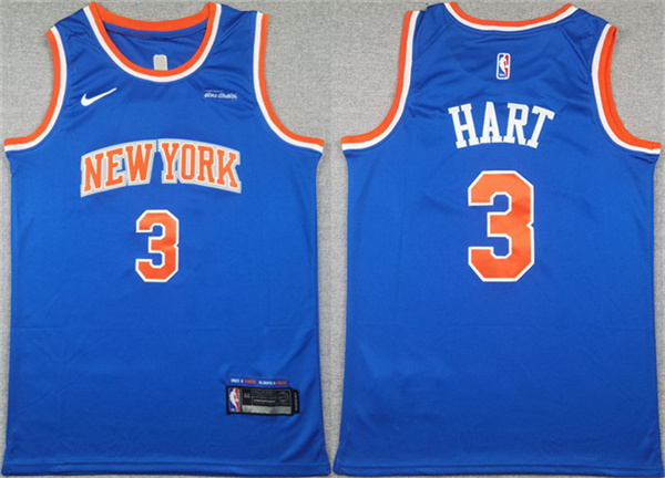Men's New Yok Knicks #3 Josh Hart Blue Icon Edition Edition Stitched Basketball Jersey
