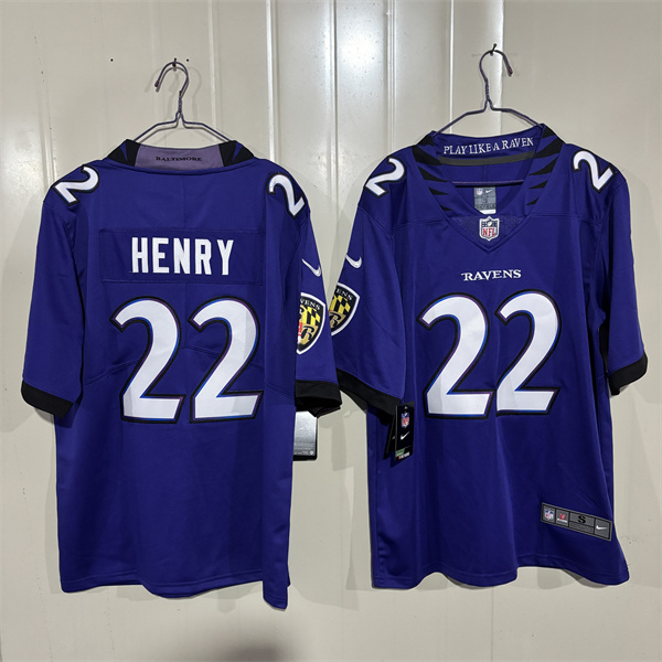 Men's Baltimore Ravens #22 Derrick Henry Purple 2026 Alternate Vapor Limited Football Stitched Jersey