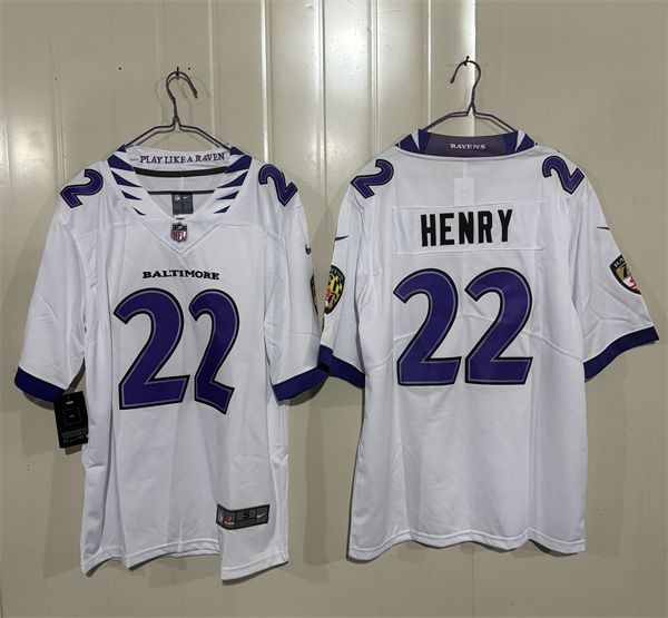 Men's Baltimore Ravens #22 Derrick Henry White 2026 Alternate Vapor Limited Football Stitched Jersey