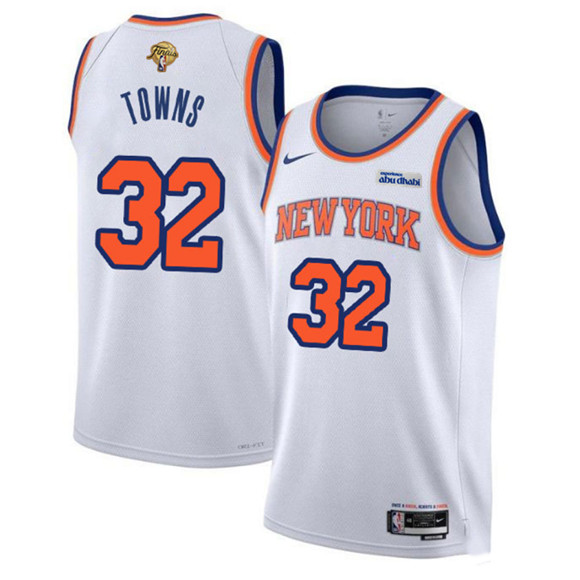 Men's New Yok Knicks #32 Karl-Anthony Towns White 2026 Finals Patch Association Edition Stitched Basketball Jersey
