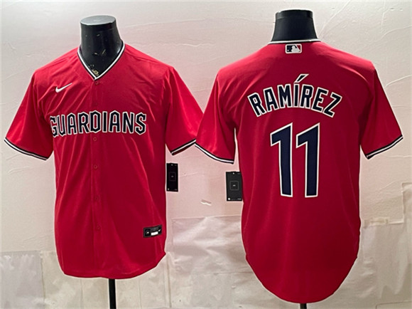 Men's Cleveland Guardians #11 José Ramírez Red Cool Base Stitched Baseball Jersey